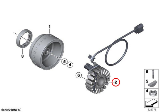 Stator OEM 11148559178 für BMW G 310 RR Motorräder. Original BMW Motorrad.