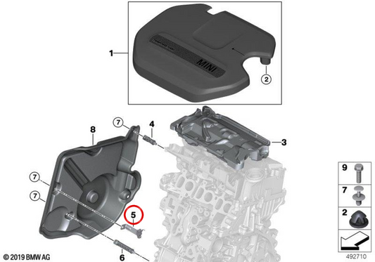 Soporte OEM 11148580378 para MINI F56, F55, Clubman F54, Countryman F60, BMW 1' F40, 2' F44... y más. Original MINI.