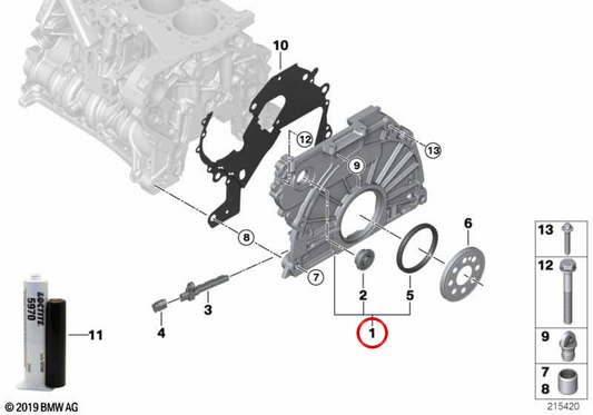 OEM -Verteilungskette Abdeckung 11148591628 für BMW E90, E91, E92, E93, F07, F10, F11, F01, F02, E70, F15, E71, F16. Original BMW.