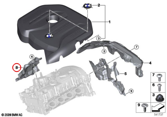 Escudo térmico OEM 11148696047 para BMW F22, F23, G20, G22, G26, G30, G31, G38, G32, G11, G12, G01, G08, G02. BMW genuíno.