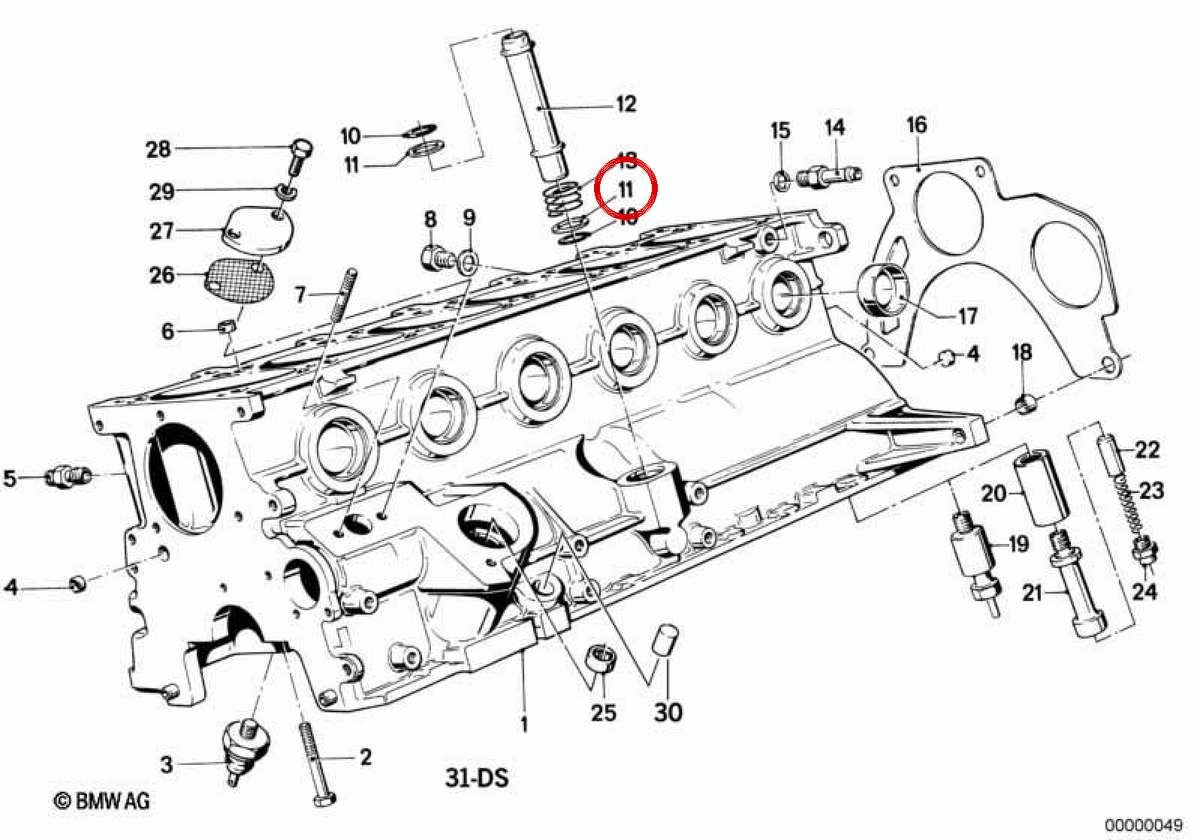 Rondella OEM 11151280937 per BMW E21, E30, E12, E28, E34, Z1. BMW originale.