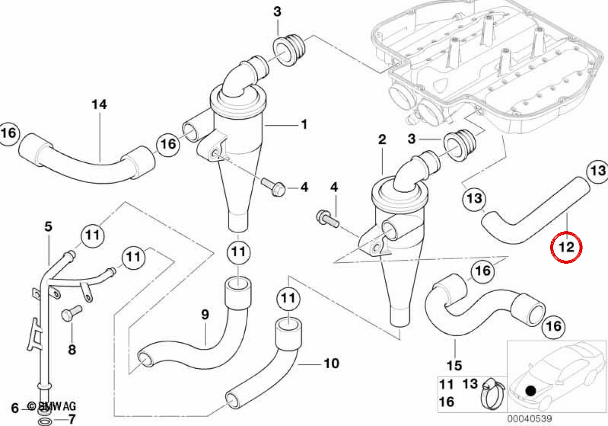 OEM Return Manague 11151406900 für BMW E39, E52. Original BMW.
