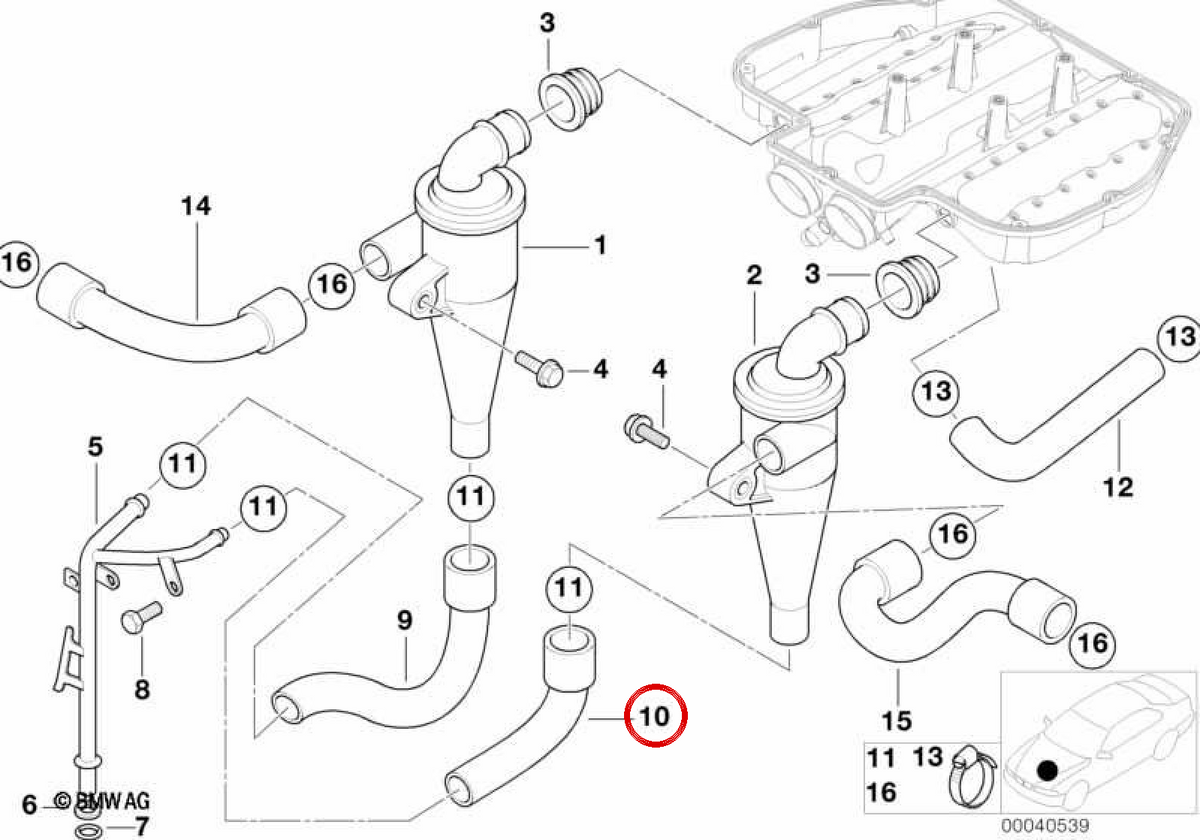 OEM return hose 11151406902 for BMW E39, E52. Original BMW.