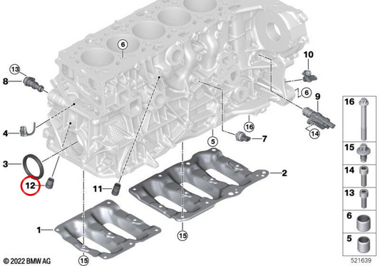Válvula anti-retorno OEM 11157101818 para BMW G60, G61, G70, G05, G06, G07. BMW genuíno.