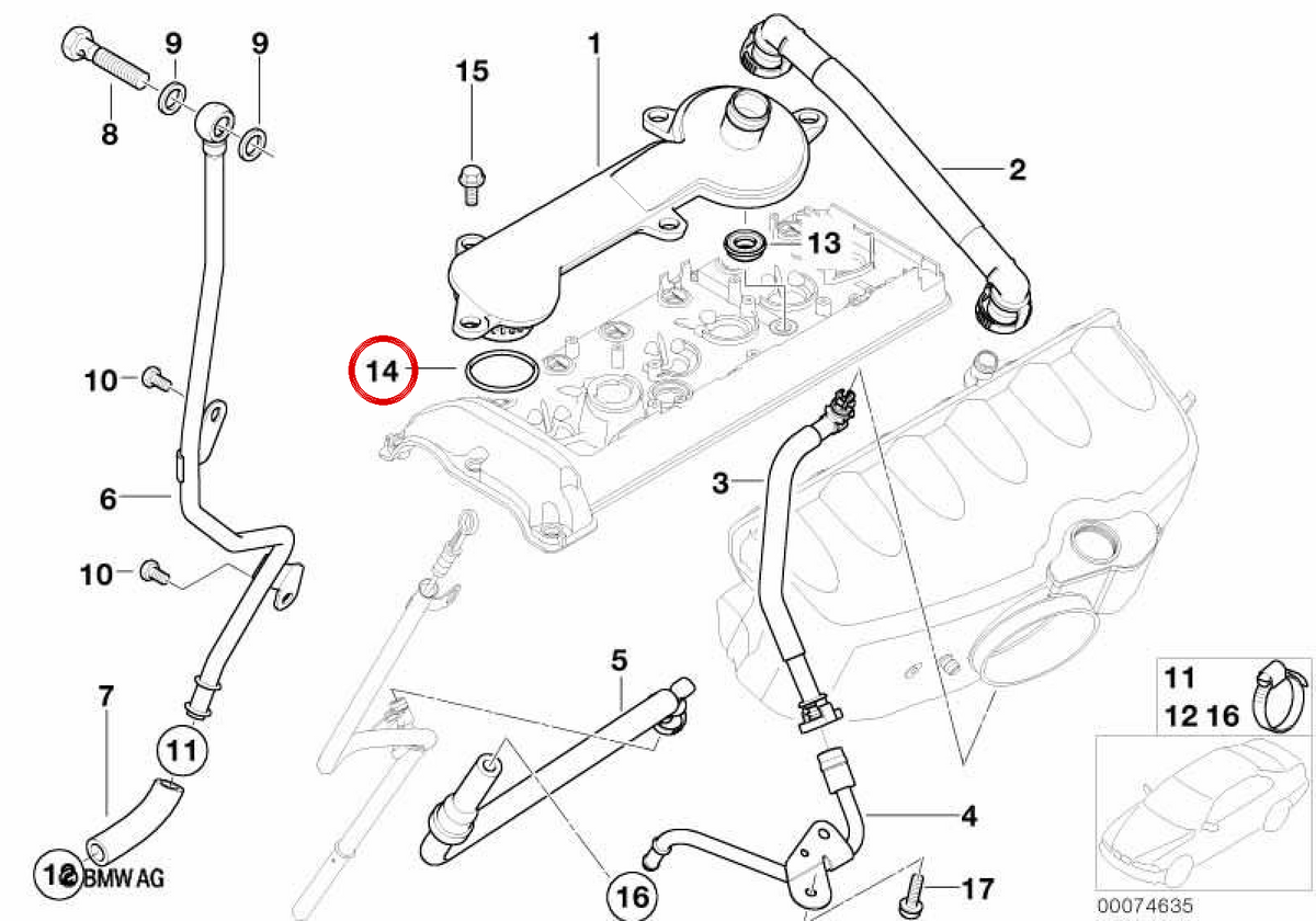 O-Ring (O-Ring) OEM 11157830966 for BMW E36, E46, Z3, E85, E86. Original BMW.