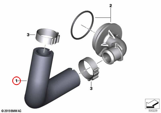 Crankcase air bleed hose OEM 11158562508 for BMW motorcycles S 1000 R, S 1000 RR, M 1000 R, M 1000 RR... and more. Original BMW Motorrad.