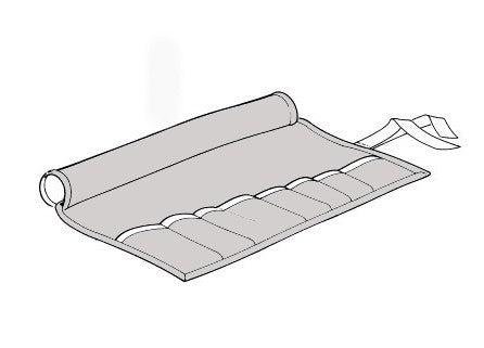 Bolsa de herramientas OEM 71111092793 para BMW Serie 3 E36 (316i, 318i) modelos fabricados entre 1995 y 1999. Incluye compartimentos para herramientas básicas del vehículo. Original BMW.