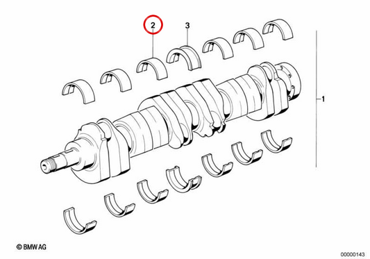 OEM Red Biela Bead 11211261043 pour BMW E12, E28, E34, E24, E23, E32. BMW d'origine.