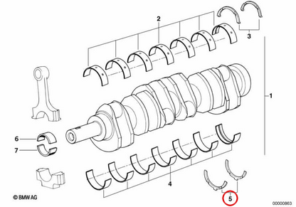 Disc guida inferiore 11211702189 per BMW E38, E31. BMW originale.