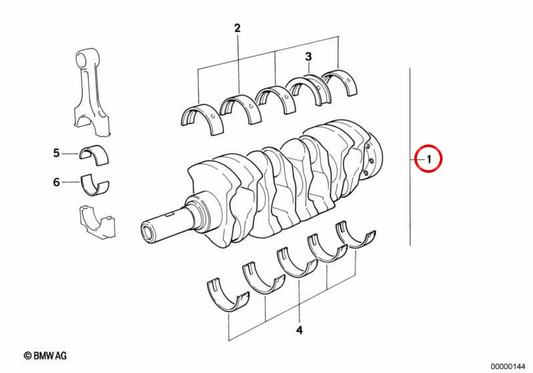 Vilebrequin sans portage OEM 11211721840 pour BMW E30, E36. BMW d'origine.
