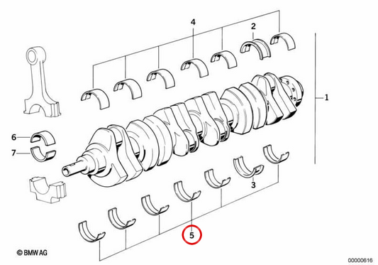 OEM gelbe Banklager 11211722345 für BMW E21, E30, E12, E28. Original BMW.
