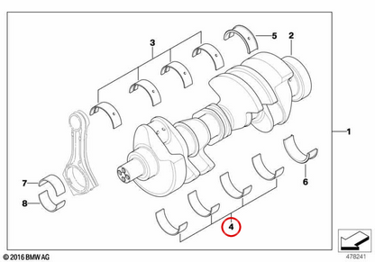 Cuscinetti da banco viola OEM 1121224818 per BMW E38, E65. BMW originale.