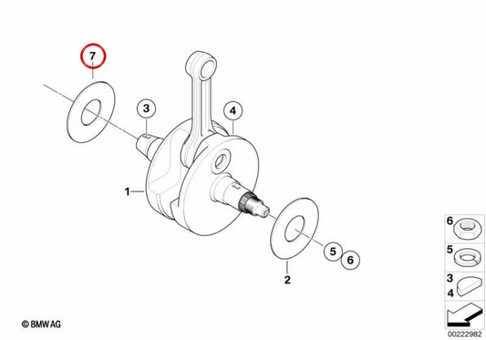 Rondelle d'espacement OEM 11217652931 pour motos BMW F 650 CS, F 650 GS, G 650 X... et plus. BMW Motorrad d'origine.