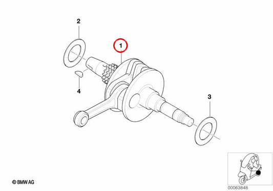Cigüeñal OEM 11217660431 para motos BMW C1 (12/2000 - 02/2003). Original BMW Motorrad.