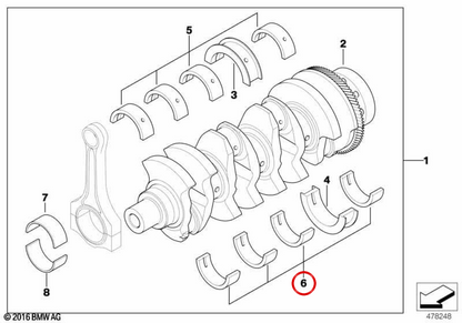 Gelbes Anschlusslager OEM 11217787723 für BMW E87, E46, E90, E91, E60, E61, E65, E83, E53. Original BMW.