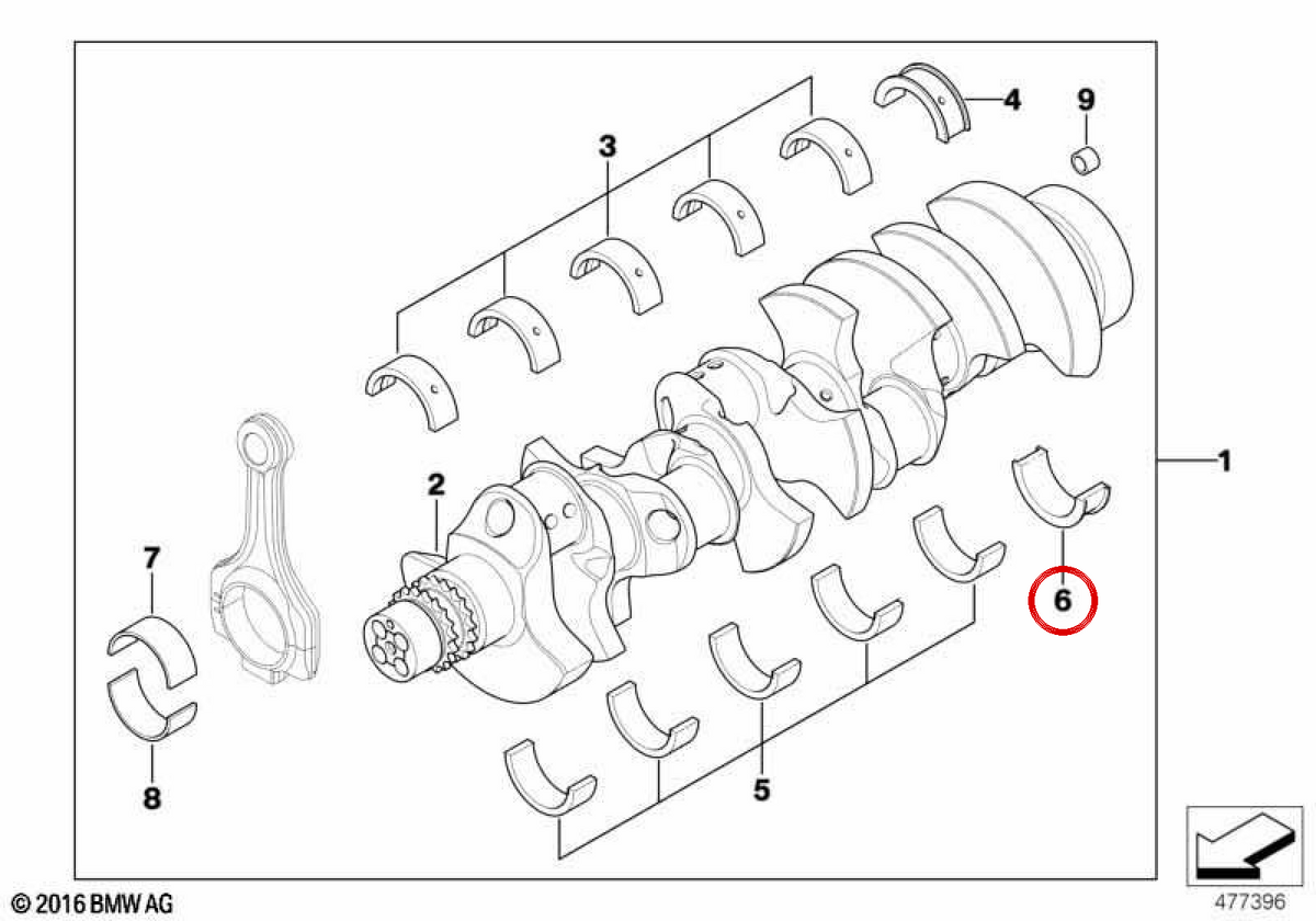 OEM Green Bench Roulements 11217841614 pour BMW E90, E92, E93, E60, E61, E63, E64. BMW d'origine.
