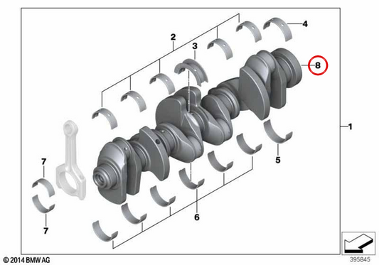 Kurbelwelle, ohne OEM 11218639009 für BMW F15, F16. Original BMW.