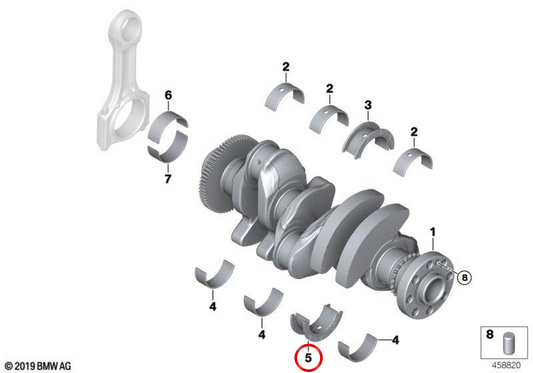 Douille de roulement avec guide bleu OEM 11218643413 pour MINI F56, F55, Clubman F54, Cabrio F57, Countryman F60... et plus encore. MINI d'origine.