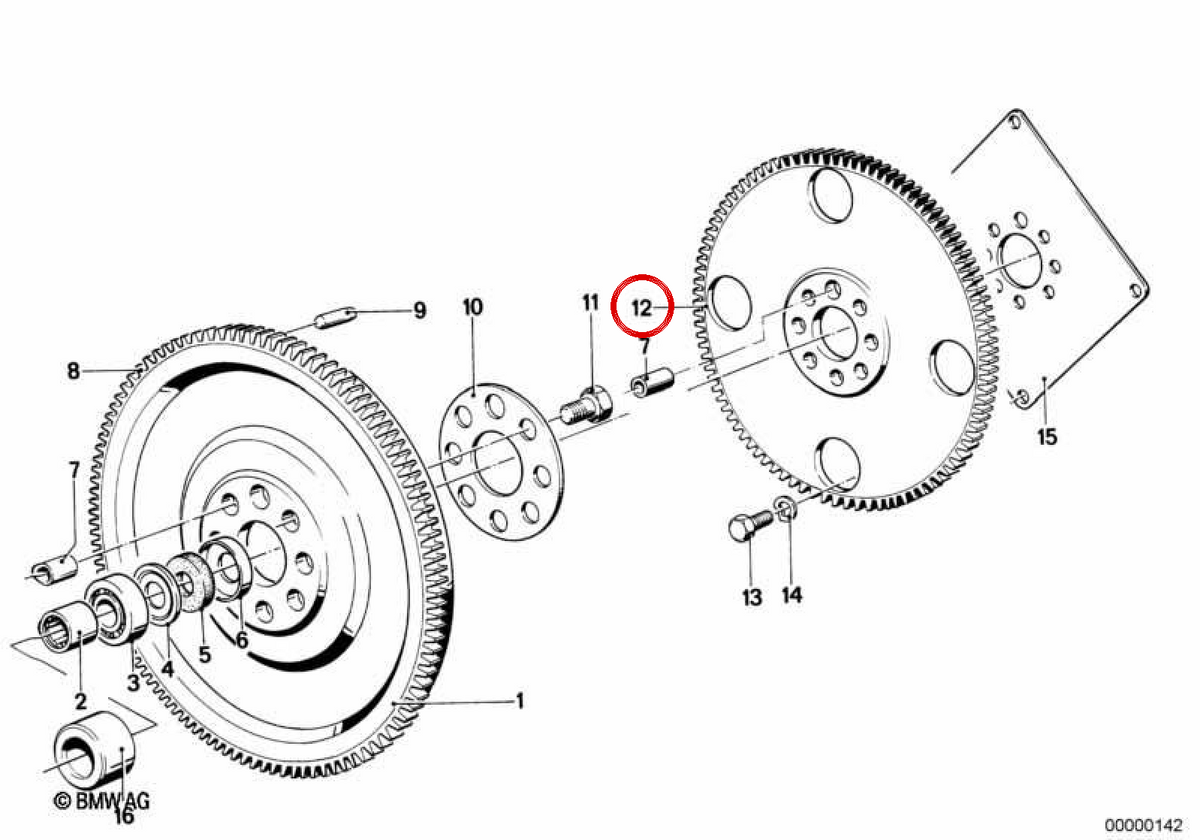 Volante de inercia OEM 11221281000 para BMW E21, E30, E12, E28. Original BMW.