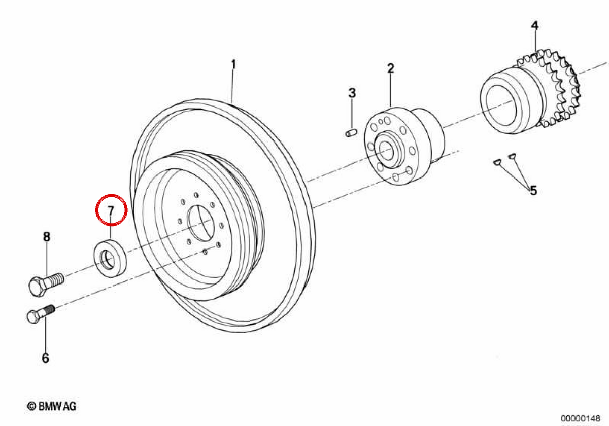 Kurbelwellenscheibe OEM 11231713619 für BMW E34, E32, E38, E31. Original BMW.