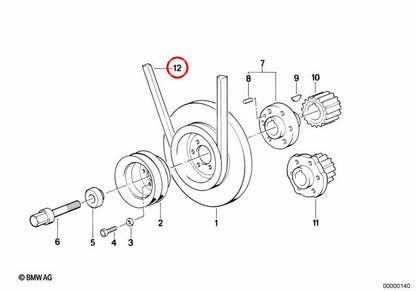 Correa trapezoidal OEM 11232241172 para BMW E30, E28, E34. Original BMW.