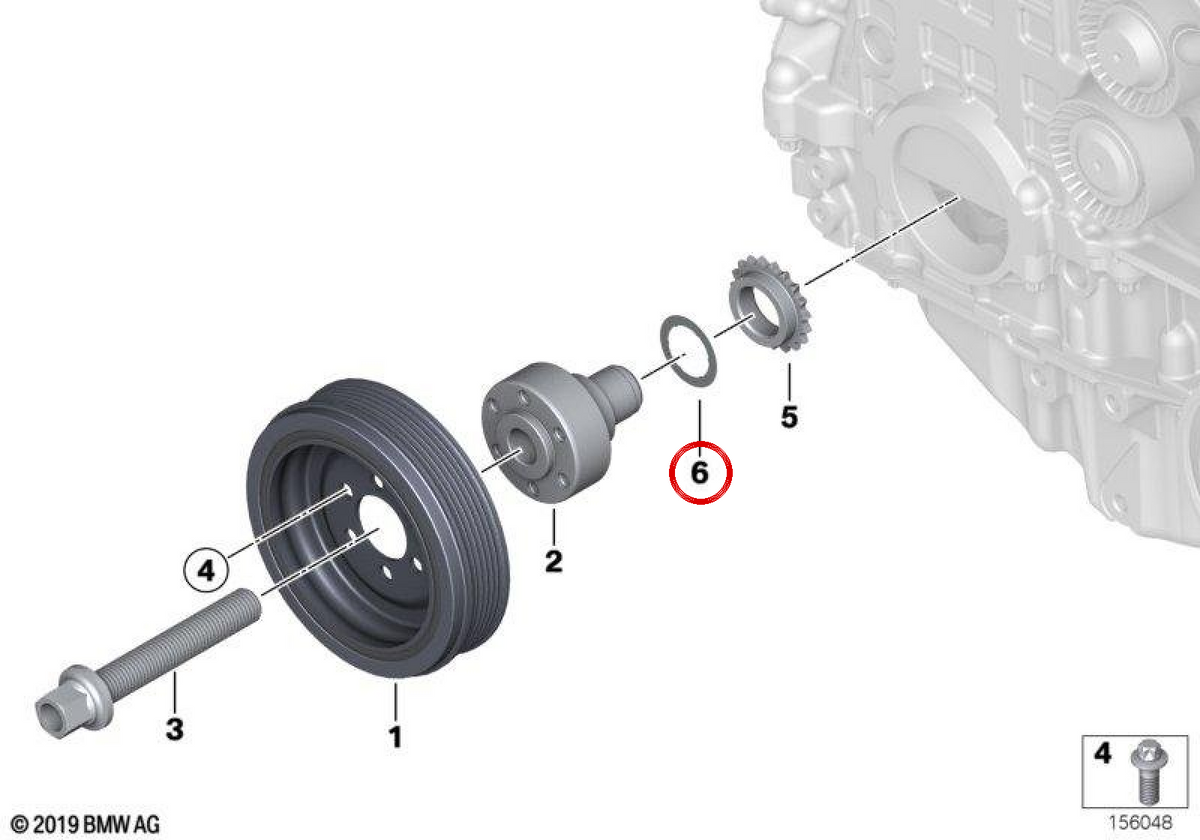 Disegno OEM 11237557561 per BMW E82, E88, E90, E91, E92, E93, E60, E61, F01, F02, E71, E89. BMW originale.