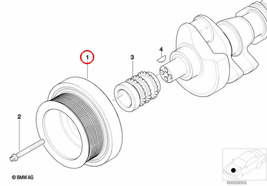 Polea del cigüeñal OEM 11237789612 para BMW E38, E65. Original BMW.