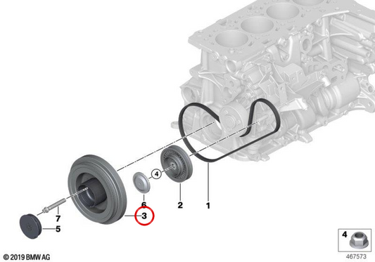 Amortisseur Corport Poulley OEM 11237934465 pour BMW F30, F31, G20, G30, G11, G12, G01. BMW d'origine.