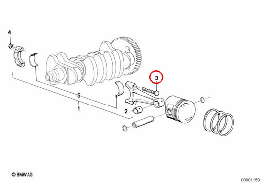 Pleuelschraube OEM 11241341277 für BMW Motorräder R850GS, R1100GS, K1200RS, K1200LT... und mehr. Original BMW Motorrad.