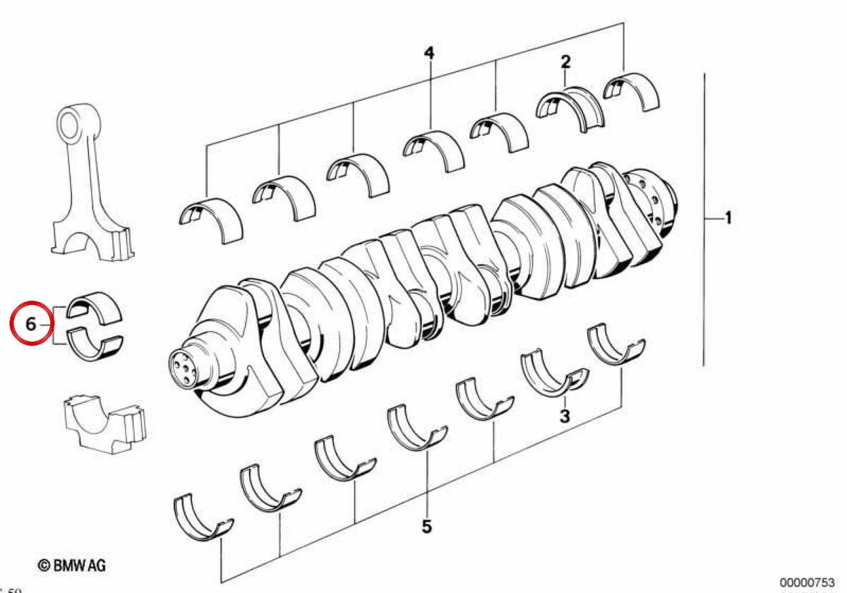 Roulements de bancs OEM 11241404135 pour BMW E36, E34, E39, E32, Z3. BMW d'origine.