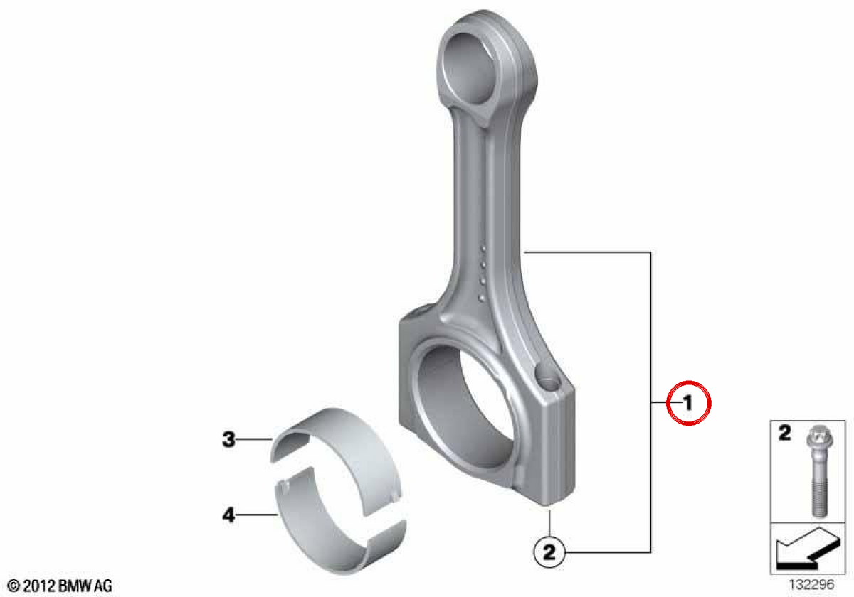 OEM 11247586491 Cuscinetti di biela per BMW E82, E88, E90, E91, E92, E93, E60, E61, F01, F02, E71, E89. BMW originale.