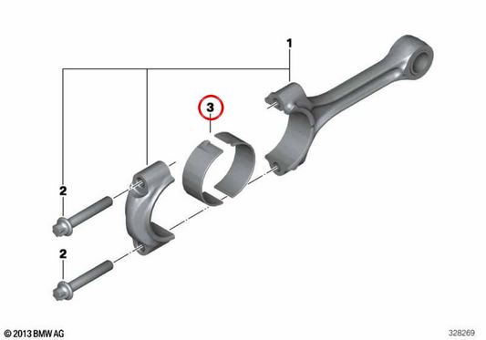 Demi-roulement côté tige bleue OEM 11247727623 pour BMW K1600GT, K1600GTL, K1600B... et plus. BMW Motorrad d'origine.