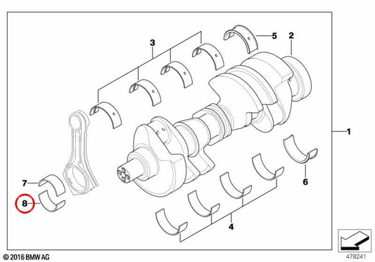 OEM blue bench bearings 11247792619 for BMW E38, E65. Original BMW.