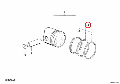 Les segments de piston OEM Set 11251265505 pour BMW E23, E24, E28, E32, E34. BMW d'origine.