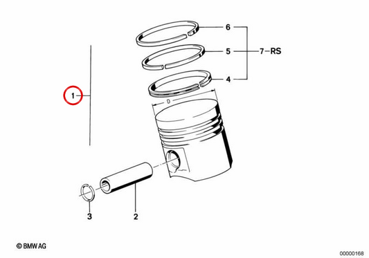 Mahle Piston 93.755 mm (+0,40) OEM 11251310807 für BMW E30. Originaler BMW -Ersatz.