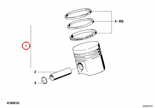Pistone MAHLE OEM 11251315966 per BMW. Originale BMW.