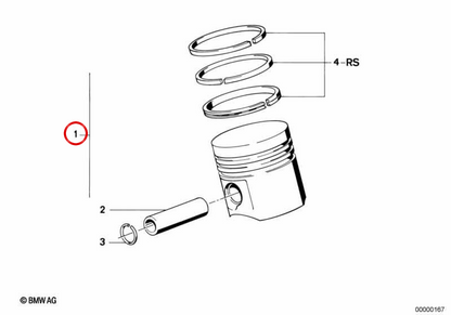 Pistone OEM 11251319506 per BMW E12, E21, E23, E24, E28. BMW originale.