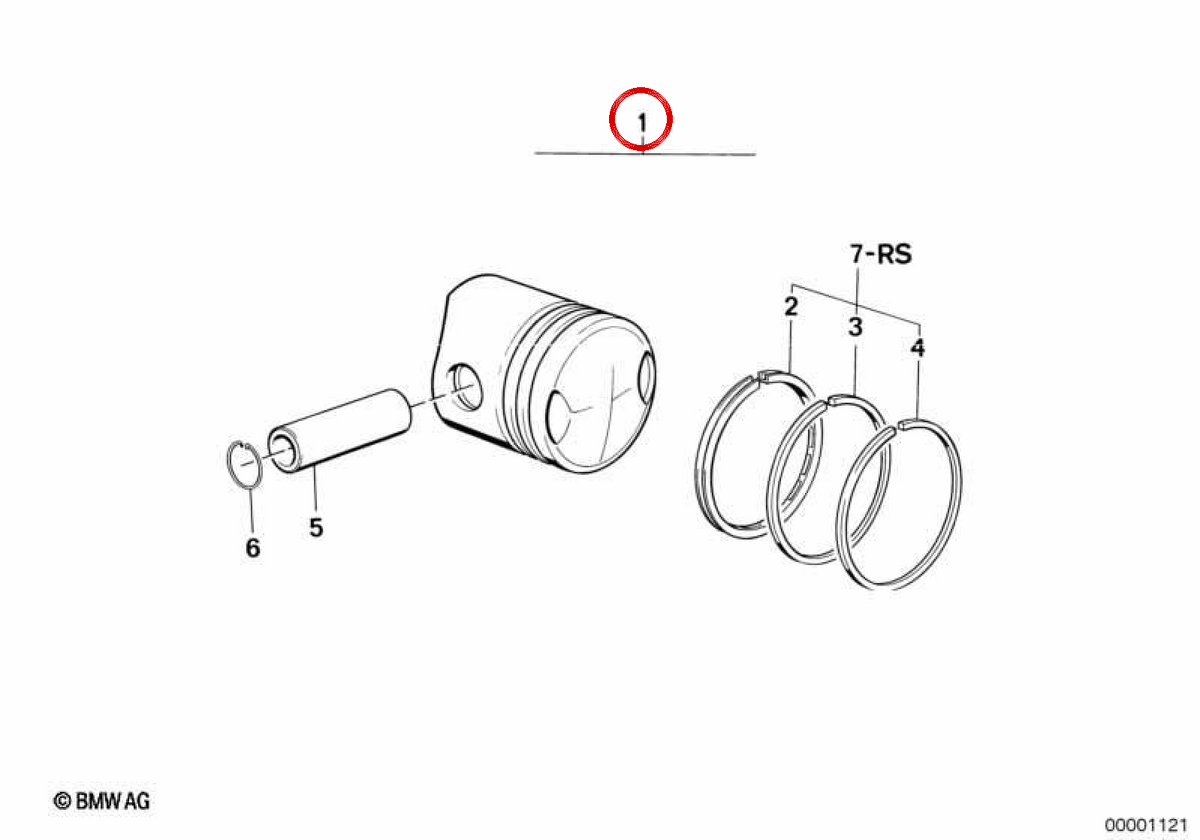 Pistão OEM 11251335049 para BMW E12, E23, E24, E28, E32, E34. BMW genuíno.