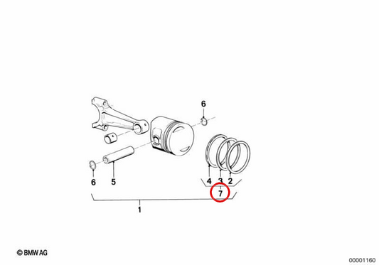 Kit de reparo de anel de pistão OEM 11251460994 para BMW Motorrad K75, K100, K100RS, K100RT. Originais BMW Motorrad.