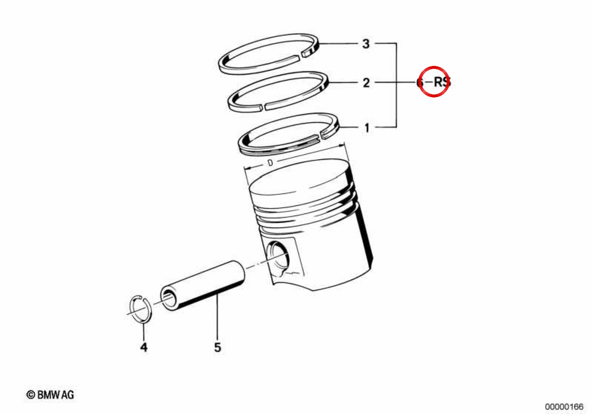 OEM -Kolben -Segmente für BMW E30, E28. Original BMW.