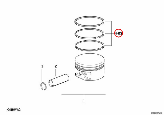 Game of Piston Segments OEM 11251740856 per BMW E36, E39, E34, Z3. BMW originale.