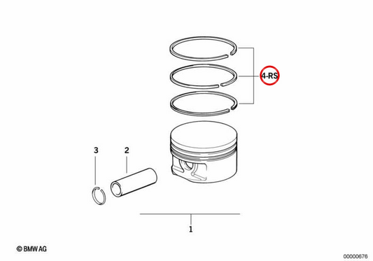 Juego de segmentos de pistón Alusil OEM 11251745966 para BMW E34, E32, E38, E31. Original BMW.