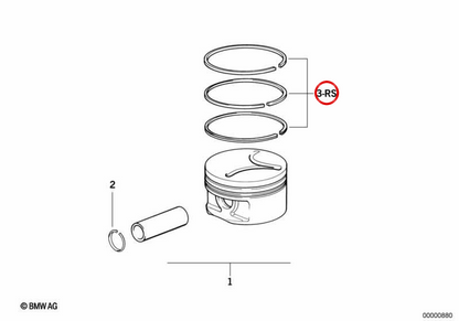 Segamenti di pistone OEM set 11252243860 per BMW E36, E34, E39, E38. BMW originale.