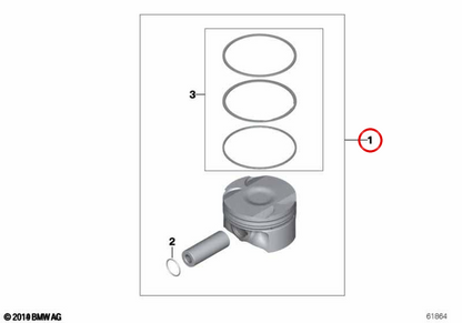 Pistone OEM 11257598207 per BMW E70, E71, E72. BMW originale.