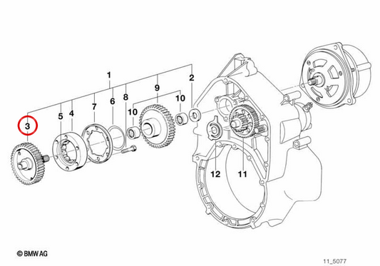 OEM intermediate shaft 11261461002 for BMW K75, K75C, K75S, K75RT motorcycles. Original BMW Motorrad.