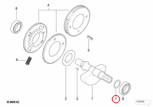 Arandela distanciadora OEM 11272343078 para motos BMW F 650, F 650 GS, F 650 CS, G 650 X... y más. Original BMW Motorrad.
