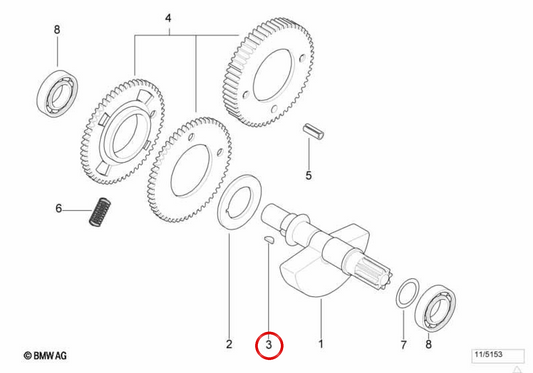 Chaveta de disco OEM 11272343243 para motos BMW F 700 GS, F 800 GT, F 650 GS... y más. Original BMW Motorrad.