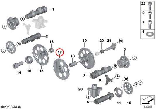 Roda dentada dianteira OEM 11277923790 para motocicletas BMW R 1300 GS, R 1300 GS Adventure, R 1300 RT, R 1300 R, R 1300 RS. Originais BMW Motorrad.