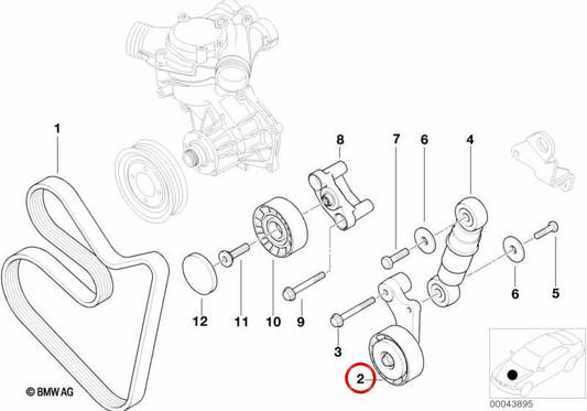 Polea Tensora con Brazo OEM 11281407972 para BMW E52. Original BMW.