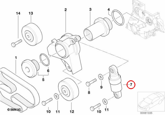 Tensor de correia hidráulica OEM 11282248169 para BMW E46, E39, E38, E53, E83, Z3, Z4. BMW genuíno.